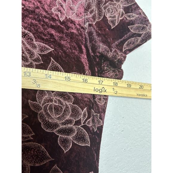 Vintage Y2K Velvet Maxi Dress Whimsigoth Burgundy Floral Fairy Grunge Size Med - Picture 4 of 7